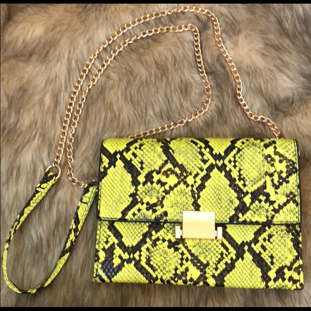 Olivia Miller Neon Snakeskin Print Crossbody Bag
